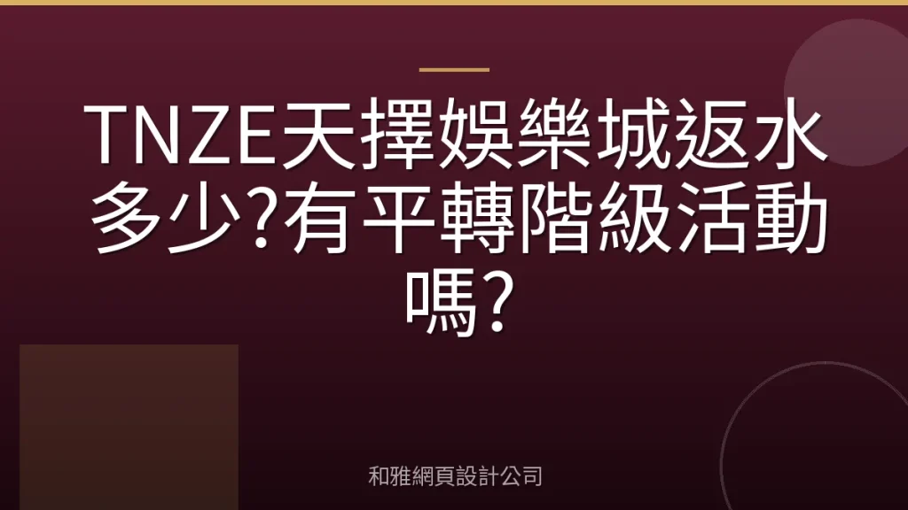TNZE天擇娛樂城返水多少?有平轉階級活動嗎?